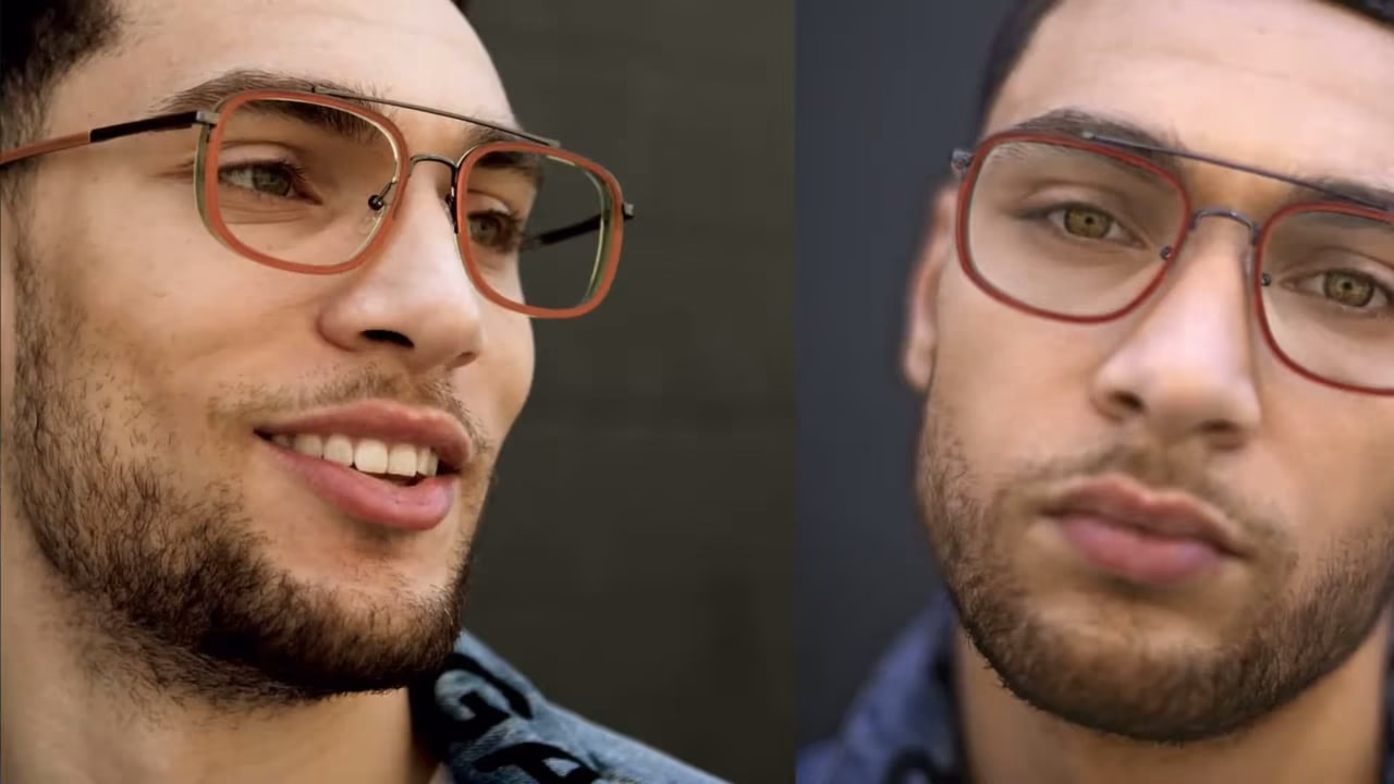 Profile close-up of a model wearing Zenni glasses