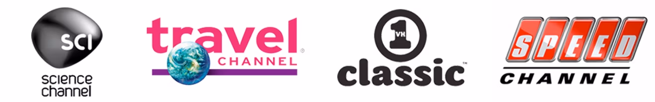 Science Channel, Travel Channel, VH1 Classic, and Speed Channel logos